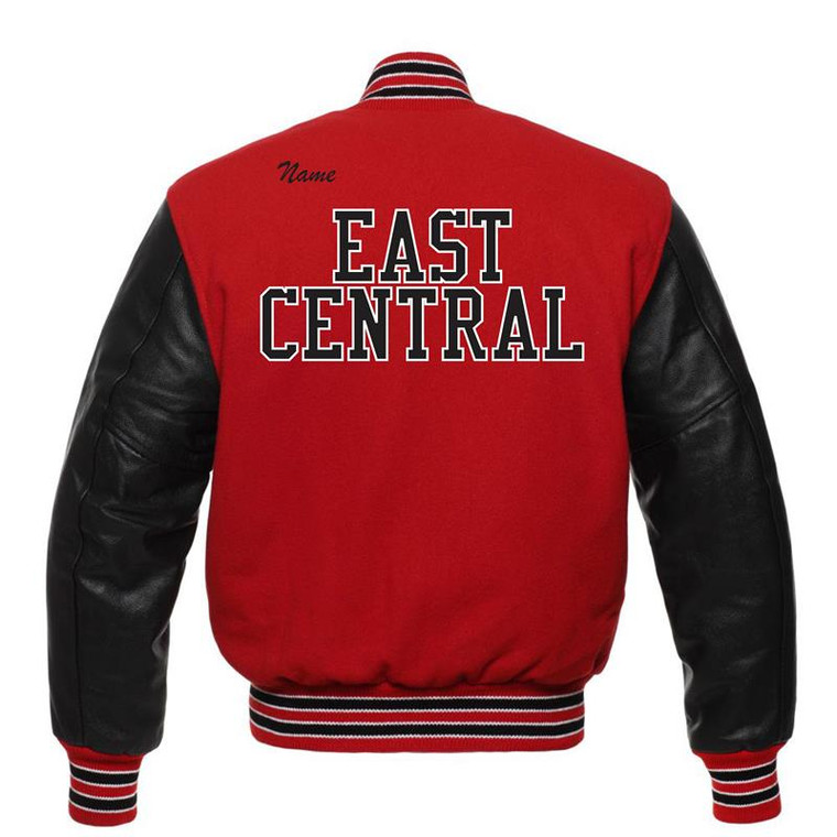 East Central Varsity Jacket Block Lettering Option