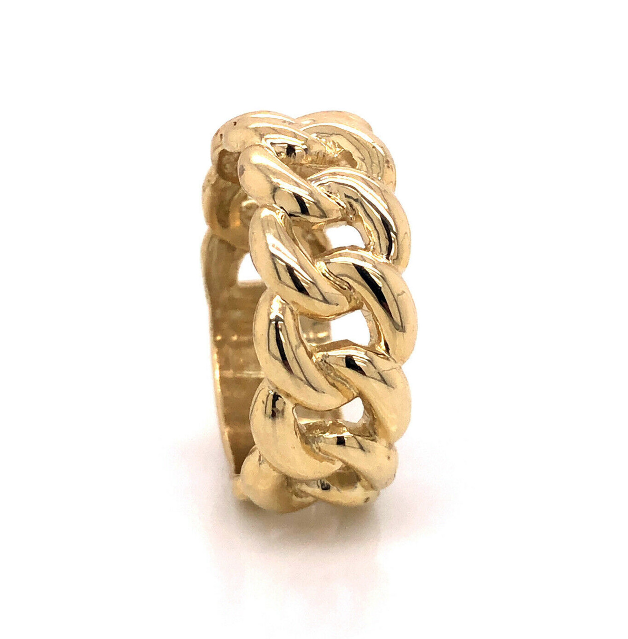 Stretch Miami Cuban Link Ring - 10kt, 14kt & 18kt Gold | Lirys Jewelry 10kt Gold / White