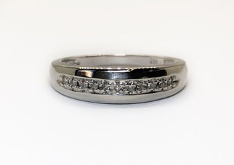 14K White Gold 0.10 TCW Round Diamond Wedding Band Ring Unisex Size 7