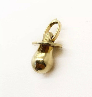 Baby Pacifier Pendant Real 14k Yellow Gold Tiny Teat Nipple Charm Pendant