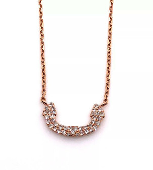 14k Rose Gold 0.14Ct Natural Diamond Dainty Minimalist Horseshoe Necklace