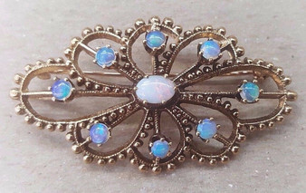 Vintage 14k yellow gold opal pin brooch pendant Victorian antique jewelry 1 TCW
