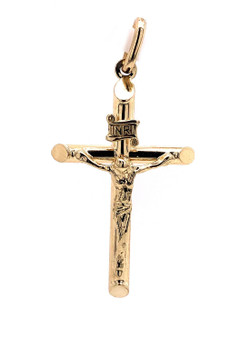 10k Yellow Gold Jesus Christ Cross Crucifix Pendant Men/Women 1.10"