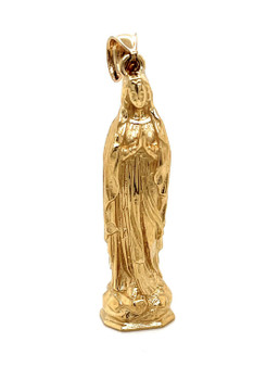 14k Yellow Gold 3D Statue Virgin Mary Mens Pendant, 10.7 Grams 1.46"