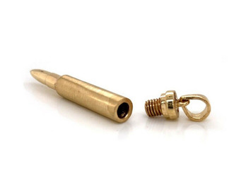14k Solid Yellow Gold Openable Bullet Mens Pendant Ammunition For Ashes 2”