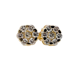 14k Solid Yellow Gold 0.50 TCW Diamond Flower Cluster Stud Earrings 7 MM VS2, G