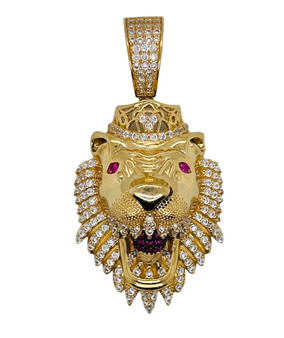 Mens 18K Solid Yellow Gold Lion Pendant 15.5 grams 1.5 in