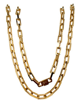 68.5 Grams Mens 18k Solid Yellow Gold Square Link Chain Necklace 5.5 MM, 26 in