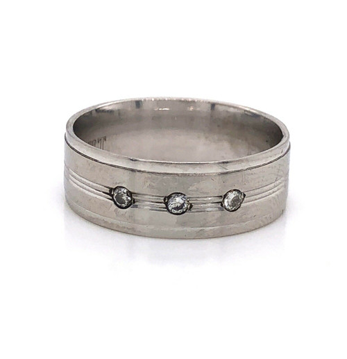 800 Platinum Natural Diamond Ring Band Unisex Size 6.5, 5.8 Grams 6.3 MM
