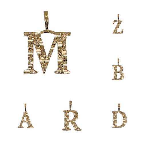 14K Solid Yellow Gold Initial Letter A-Z Pendant Alphabet Necklace Charm
