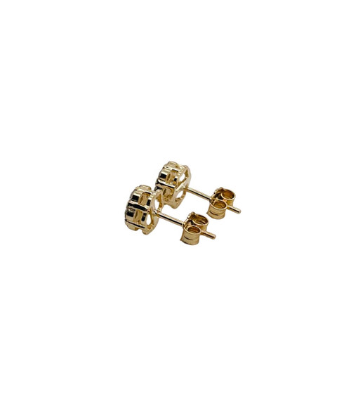 14k Solid Yellow Gold 0.50 TCW Diamond Flower Cluster Stud Earrings 7 MM VS2, G