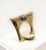18k Yellow & Rose Gold CZ Ribbon Designer Piece Womens Ring 10 Grams