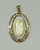 14k Solid Gold Virgin Mary Guadalupe Oval Two Tone Greek Key Charm Pendant 27mm