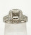 14k White Gold Diamond Engagement Ring Double Halo Semi Mount 6 MM Round,Cushion