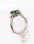14k White Gold 1.34 Ct Natural Fine Green Emerald & Pear Diamonds 3 Stone Ring