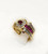 Vintage 18k Yellow Gold 1.22 TCW Natural Diamond & Red Ruby Ring Size 6