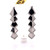 14k White Gold 0.30 Ct Diamond Long Dangling Gypsy Earrings 1.46"