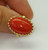 Vintage 18k solid Yellow Gold Ring 19 Ct Natural Cabochon Red Coral 20×14 mm