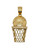 Mens 14K Yellow Gold Basketball Hoop 0.30 Ct Natural Diamond Charm Pendant 1.5"