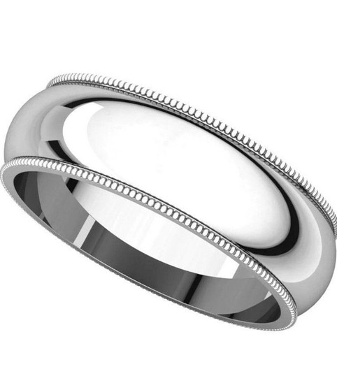 Solid 14K White Gold 6 MM Size 9 Milgrain Wedding Ring Band Mens Womens