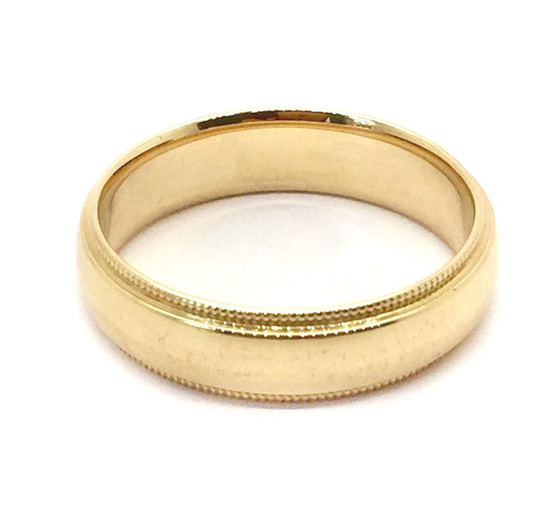 Solid 14K Yellow Gold 5 MM Size 11 Milgrain Wedding Ring Band Mens Womens