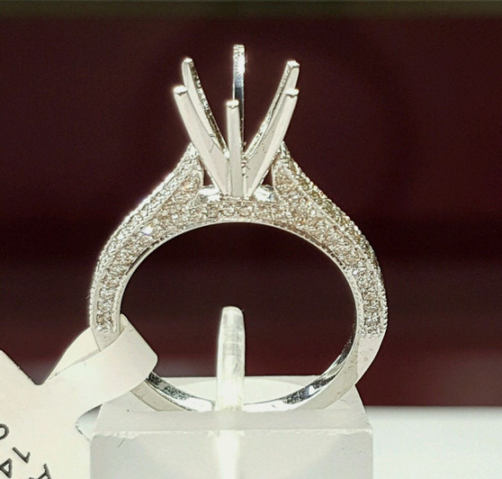 0.46 Ct Genuine Diamond 14k White Gold Semi Mount Engagement Ring Round 1-1.5 Ct