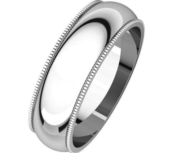 14K Solid White Gold 6 MM Size 11 Milgrain Wedding Ring Band 6.7 Grams Unisex