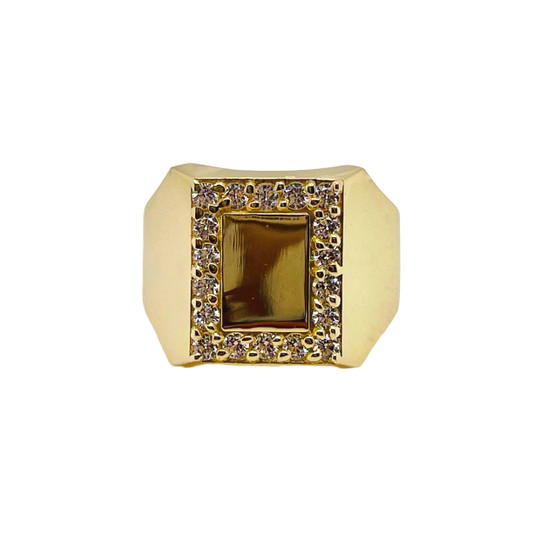 Mens 10K Solid Yellow Gold Engravable Signet Ring 4.6 Grams