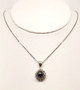 14K White Gold Natural Diamond and Tahitian Black Pearl Pendant & Box Chain