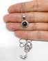 14K White Gold Natural Diamond and Tahitian Black Pearl Pendant & Box Chain