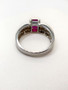 14k White Gold 2.05 TCW Natural Diamond & Emerald Cut Red Ruby Ring Size 7