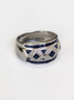 Blue Sapphire & Diamond Ring 18K White Gold 2.25 TCW Size 6.5
