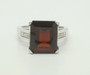 14k White Gold Diamond & Red Garnet Ring 7.29 Ct VS2,G Size 6.75 Emerald Cut