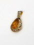 14K Yellow Gold Pear Shape Fire Opal Greek Key Charm Pendant 3.2 Grams
