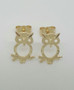 Solid Yellow Gold Owl Lucky Bird Stud Earrings Women Push Back