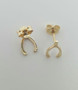 buy 14k Solid Yellow Gold Wishbone Good Luck Stud Earrings Push Back