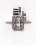 14k White Gold 0.20Ct Diamond Semi Mount Halo Ring Center Emerald 8*6 mm
