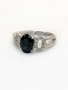 14k White Gold Blue Sapphire Diamond Engagement Ring 1.72 Ct Size 5