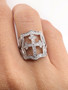 14k White Gold Diamond Cross Wide Ring 0.71 TCW Size 6.5 Unisex