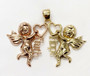 14k Yellow & Rose Gold Two Angels With Faith & Hope Words Pendant Unisex, 6.7G