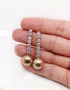 18K White Gold Diamond Dangle Natural Pearl Earrings 3.10 Ct 1.57”