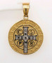 Solid Gold Saint Benedict of Nursia Medal San Benito Cross Charm Pendant