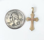 14K Solid Yellow & Rose Gold Cross Men/Women Charm Pendant 1.1 Grams, 1.1"