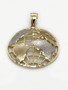 Real 10K Two Tone Gold 1.10" Round Globe Planet Earth World Map Pendant 3.2 Gr