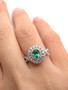 18k White Gold Natural Diamond & Emerald Double Halo Ring 1.50 TCW VS2,G