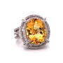 14K Solid White Gold 5.86 TCW Natural Diamond & Citrine Cocktail Ring