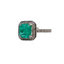 14k Solid White Gold Natural Diamond & Green Emerald Halo Ring 2.21 TCW