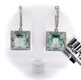 14k White Gold 7.94 TCW Diamond & Green Amethyst Drop Dangle Halo Earrings