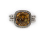 3.31 TCW Natural Diamond & Citrine Halo Double Shank Cable Ring