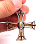 18k White Gold 2.6Ct Natural Diamond & Semi Black Opal Square Cross Pendant 2”